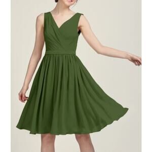 AW BRIDAL sz 10 L dark olive green  Vivien chiffon bridesmaid dress NEW B20